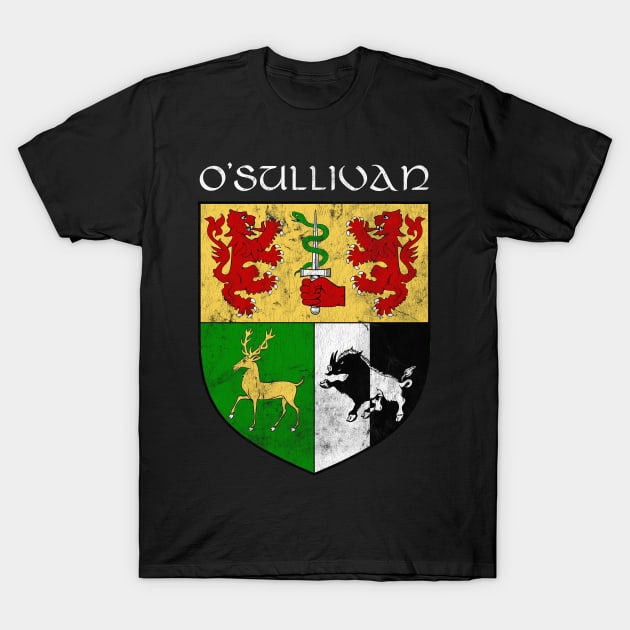 O'Sullivan / Faded Style Family Crest Design T-Shirt by feck!